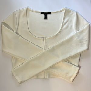 Forever 21 White Long Sleeve Crop Top.